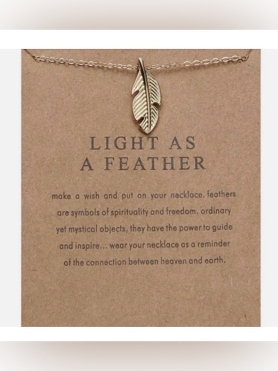 Jewelry - NEW “Light As A Feather” Feather Pendant Necklace w/ Quote & Card - Great Gift!
